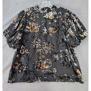 Koko + Mason Burnout Velvet Dark Floral Whimsigoth Witchy Top Black Size L NWT